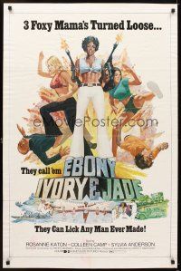 5p249 EBONY, IVORY & JADE 1sh '76 great art of 3 Foxy Mamas turned loose!