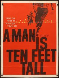 5p251 EDGE OF THE CITY teaser 1sh '57 Martin Ritt, Cassavetes, Poitier, A Man is Ten Feet Tall!