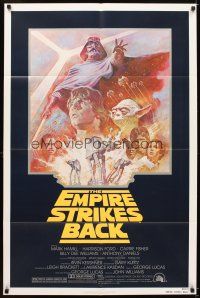5p259 EMPIRE STRIKES BACK 1sh R81 George Lucas sci-fi classic, cool artwork by Tom Jung!