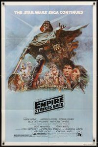 5p261 EMPIRE STRIKES BACK style B 1sh '80 George Lucas sci-fi classic, cool artwork by Tom Jung!
