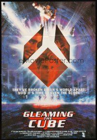 5p402 GLEAMING THE CUBE English 1sh '89 Christian Slater, Tony Hawk, wild different design!