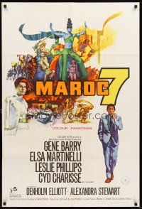 5p558 MAROC 7 English 1sh '67 artwork of spy Gene Barry, sexy Elsa Martinelli & Cyd Charisse!