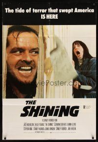 5p781 SHINING English 1sh '80 King & Stanley Kubrick horror masterpiece, crazy Jack Nicholson!