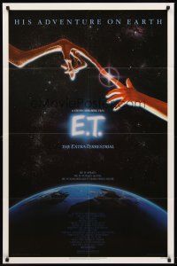 5p243 E.T. THE EXTRA TERRESTRIAL 1sh '82 Drew Barrymore, Steven Spielberg classic, Alvin art!