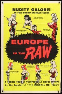 5p276 EUROPE IN THE RAW 1sh '63 Gigi La Touche, Abundavita, Russ Meyer directed!