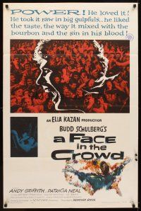 5p289 FACE IN THE CROWD 1sh '57 Andy Griffith took it raw like his bourbon & his sin, Elia Kazan