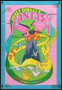 5p298 FANTASIA 1sh R70 wild psychedelic artwork, Disney musical cartoon classic!