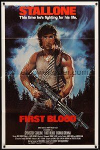 5p321 FIRST BLOOD int'l 1sh '82 artwork of Sylvester Stallone as John Rambo by Drew Struzan!