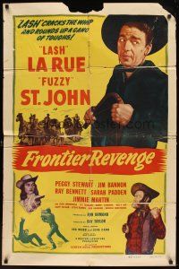 5p359 FRONTIER REVENGE 1sh '48 cowboy Lash LaRue, Al Fuzzy St. John, Peggy Stewart