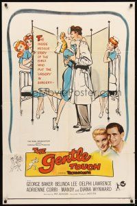5p382 FEMININE TOUCH 1sh '57 great art of doctor getting intimate with pretty nurse!