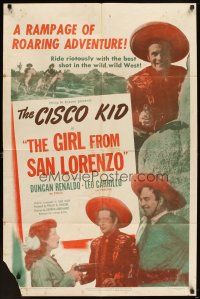 5p391 GIRL FROM SAN LORENZO 1sh '50 Leo Carrillo, Duncan Renaldo as The Cisco Kid!