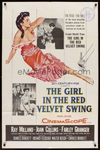 5p396 GIRL IN THE RED VELVET SWING 1sh '55 art of sexy Joan Collins as Evelyn Nesbitt Thaw!