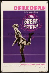 5p422 GREAT DICTATOR 1sh R72 Charlie Chaplin directs and stars, wacky WWII comedy!