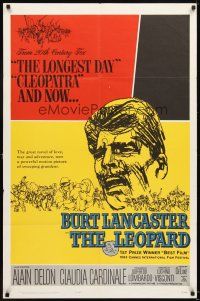 5p518 LEOPARD 1sh '63 Luchino Visconti's Il Gattopardo, cool art of Burt Lancaster!