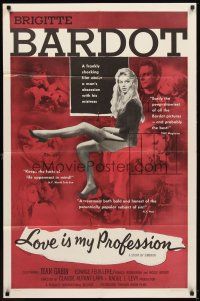 5p533 LOVE IS MY PROFESSION 1sh '59 Georges Simoneon's En Cas de Malheur, sexy Brigitte Bardot!