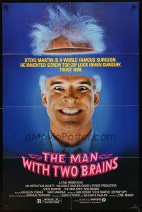 5p549 MAN WITH TWO BRAINS 1sh '83 wacky world famous surgeon Steve Martin performs brain surgery!