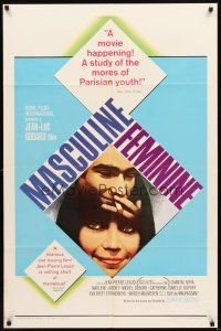 5p561 MASCULINE-FEMININE 1sh '66 Jean-Luc Godard's Masculin, Feminin, Jean-Pierre Leaud!
