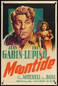 5p585 MOONTIDE 1sh '42 great art of Ida Lupino & Jean Gabin, Fritz Lang directs!