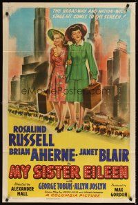 5p599 MY SISTER EILEEN style A 1sh '42 Rosalind Russell in stage hit that convulsed Broadway!