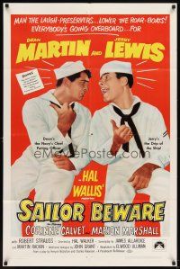 5p751 SAILOR BEWARE 1sh R68 wacky Dean Martin & Jerry Lewis in the Navy!