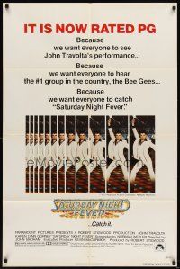 5p755 SATURDAY NIGHT FEVER pg-rating 1sh R1979 multiple images of disco dancer John Travolta!