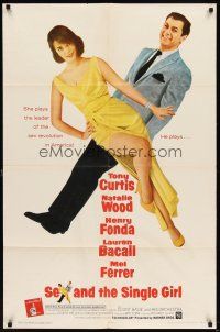 5p771 SEX & THE SINGLE GIRL 1sh '65 great full-length image of Tony Curtis & sexiest Natalie Wood!