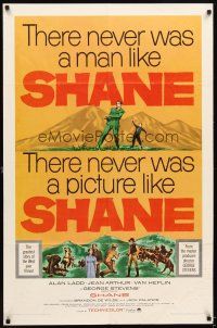 5p777 SHANE 1sh R66 most classic western, Alan Ladd, Jean Arthur, Van Heflin, Brandon De Wilde!