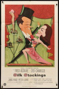 5p790 SILK STOCKINGS 1sh '57 art of Fred Astaire & Cyd Charisse by Jacques Kapralik!