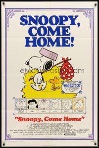 5p800 SNOOPY COME HOME 1sh '72 Peanuts, Charlie Brown, great image of Snoopy & Woodstock!