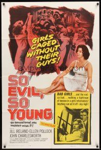 5p805 SO EVIL, SO YOUNG 1sh '61 caged bad girls without their guys alone in a girls' reformatory!
