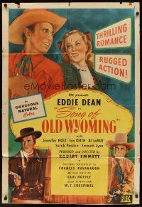5p810 SONG OF OLD WYOMING 1sh '45 singing cowboy Eddie Dean, Jennifer Holt