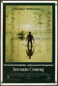 5p814 SOUTHERN COMFORT 1sh '81 Walter Hill, Keith Carradine, cool image of hunter in swamp!