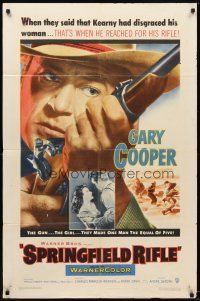 5p820 SPRINGFIELD RIFLE 1sh '52 cool close-up artwork of Gary Cooper with rifle!