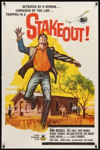 5p823 STAKEOUT 1sh '62 Bing Russell, Bill Hale, betrayed by a woman, cornered by the law!
