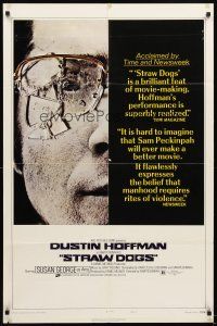 5p842 STRAW DOGS style C 1sh '72 Sam Peckinpah, c/u of Dustin Hoffman with broken glasses!