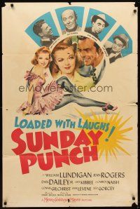5p854 SUNDAY PUNCH 1sh '42 art of boxer William Lundigan and super sexy Jean Rogers!