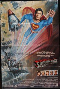5p860 SUPERMAN IV 1sh '87 great art of super hero Christopher Reeve by Daniel Gouzee!