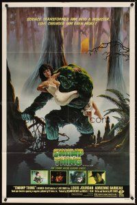 5p863 SWAMP THING 1sh '82 Wes Craven, Richard Hescox art of him holding sexy Adrienne Barbeau!