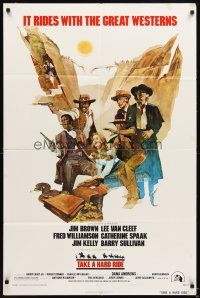5p868 TAKE A HARD RIDE style A 1sh '75 Rogers art of Jim Brown, Lee Van Cleef & Fred Williamson!