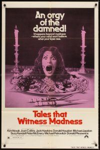 5p872 TALES THAT WITNESS MADNESS 1sh '73 wacky screaming head on food platter horror image!