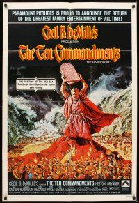 5p880 TEN COMMANDMENTS 1sh R72 Cecil B. DeMille classic starring Charlton Heston & Yul Brynner!