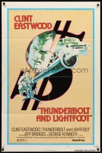5p902 THUNDERBOLT & LIGHTFOOT style D 1sh '74 art of Clint Eastwood with huge gun by Ken Barr!