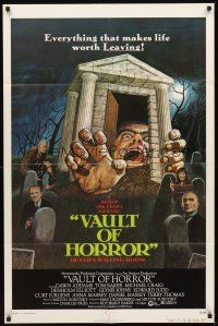 5p941 VAULT OF HORROR 1sh '73 Tales from Crypt sequel, cool art of death's waiting room!