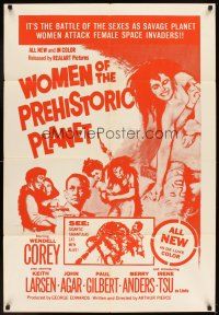 5p980 WOMEN OF THE PREHISTORIC PLANET military 1sh '66 savage women attack female space invaders!