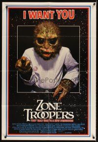 5p997 ZONE TROOPERS 1sh '85 Uncle Sam-like alien, parody of James Montgomery Flagg's I Want You!