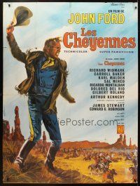 5r482 CHEYENNE AUTUMN French 1p '64 John Ford, different art of Richard Widmark by Jean Mascii!