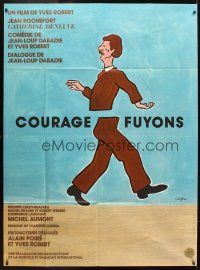 5r494 COURAGE FUYONS style A French 1p '79 Catherine Deneuve, Jean Rochefort, cool art by Savignac!