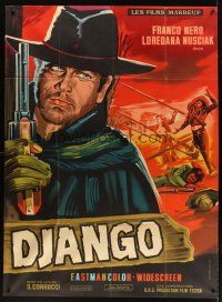 5r514 DJANGO French 1p '66 Sergio Corbucci, Belinsky spaghetti western art of Franco Nero w/ gun!