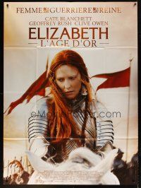 5r522 ELIZABETH: THE GOLDEN AGE French 1p '07 c/u of Cate Blanchett in armor on horseback!!