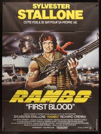 5r538 FIRST BLOOD French 1p '83 best art of Sylvester Stallone as John Rambo by Renato Casaro!